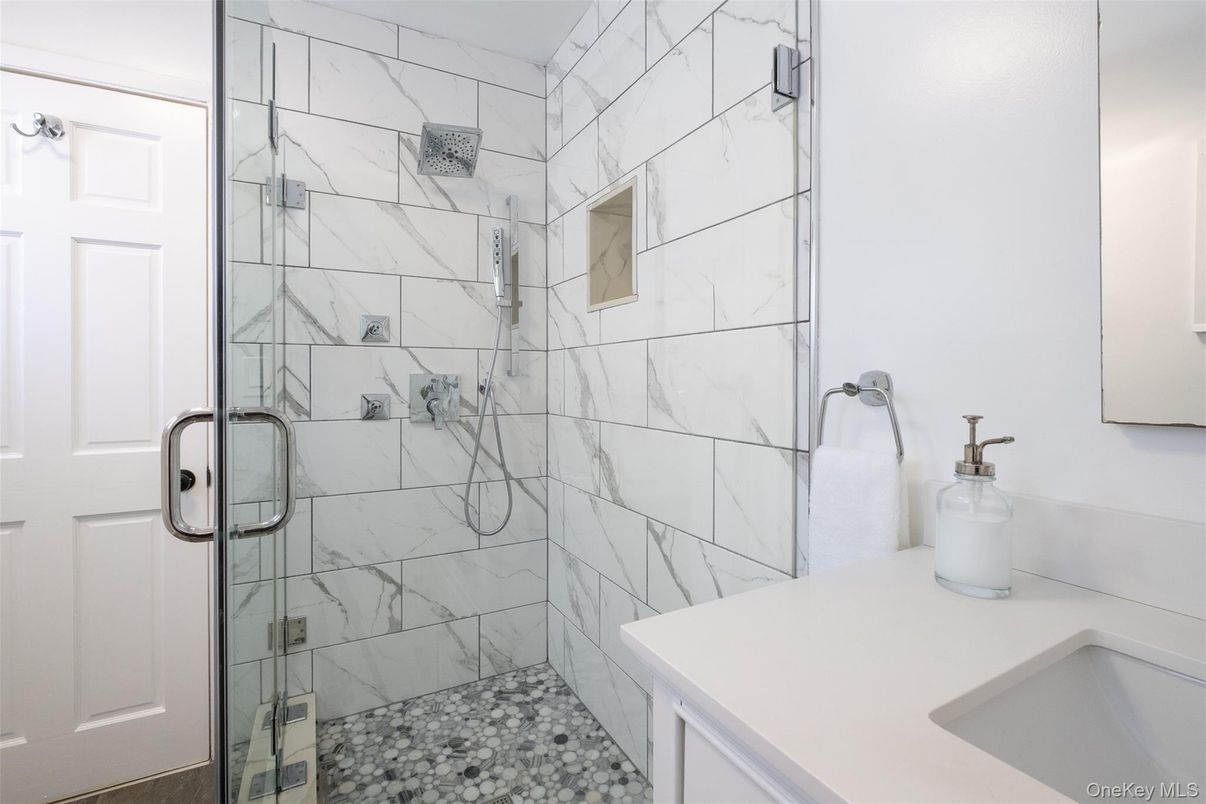 Bathroom, Glass Shower, Interior, Marble Walls