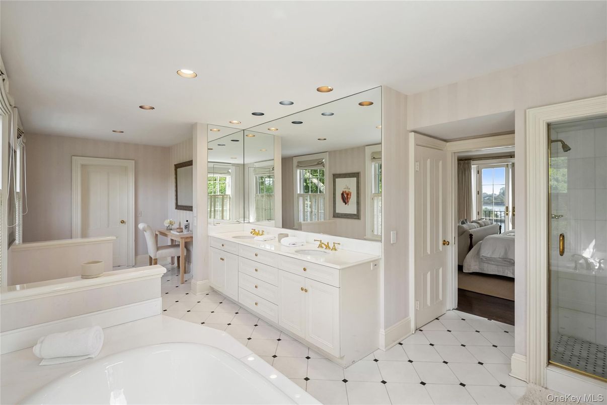 Bathroom, Bedroom, Dual Sink Vanities, Glass Shower, Interior, Recessed Lighting