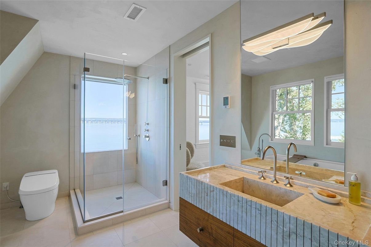 Bathroom, Glass Shower, Interior, Recessed Lighting
