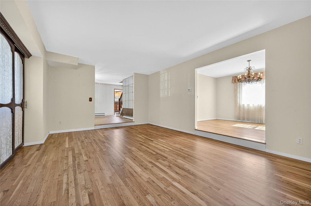 Chandelier, Empty room, Interior, Wood Texture Flooring
