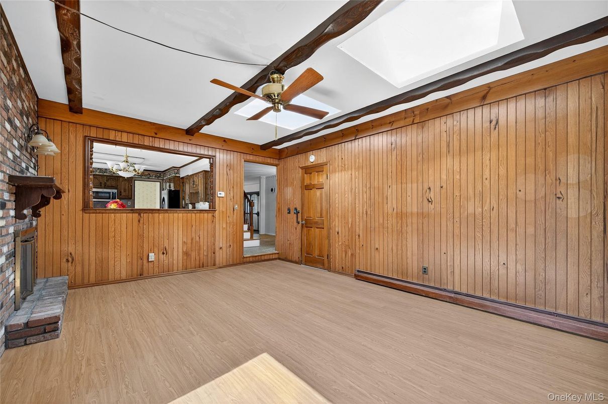 Empty room, Fireplace, Interior, Wood Texture Flooring, Wooden Walls