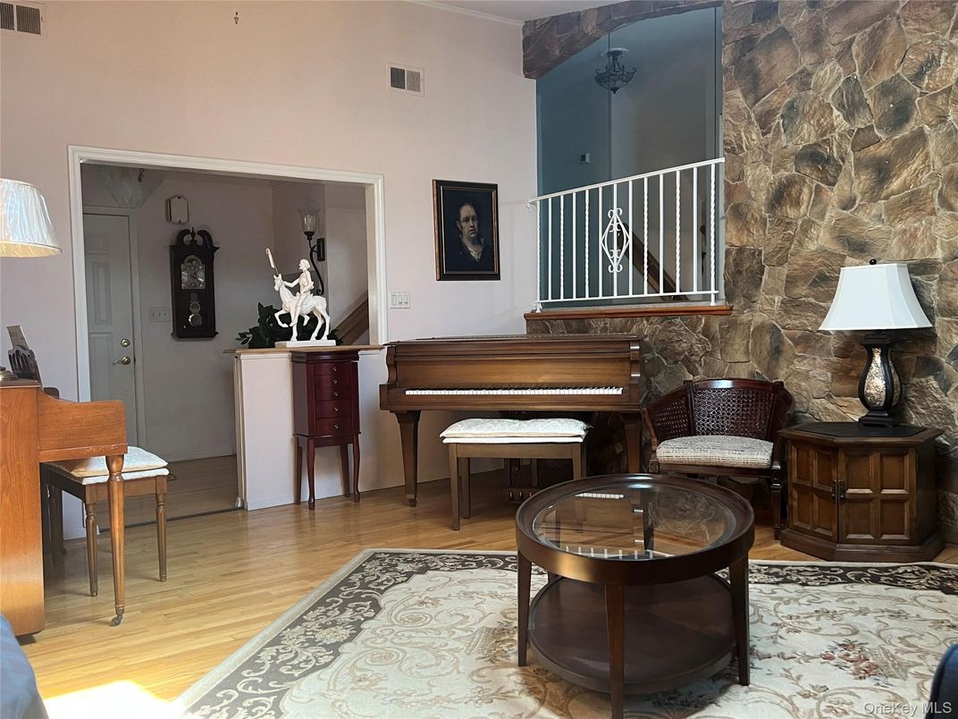Interior, Piano, Stone Walls, Wood Texture Flooring