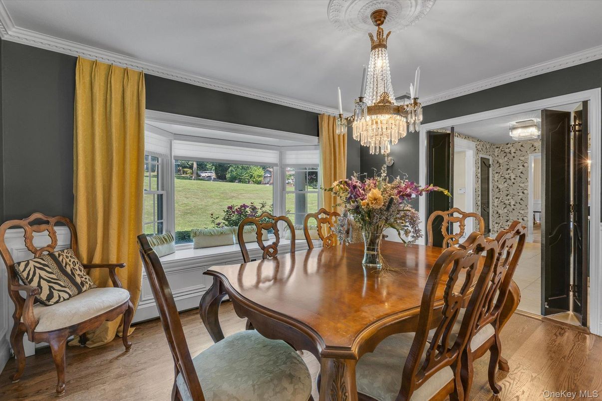 Chandelier, Dining room, Interior, Wood Texture Flooring