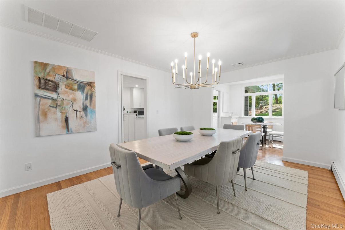 Chandelier, Dining room, Interior, Pendant Lights, Wood Texture Flooring