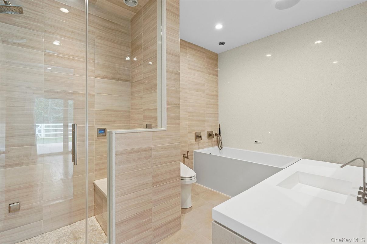 Bathroom, Glass Shower, Interior, Recessed Lighting