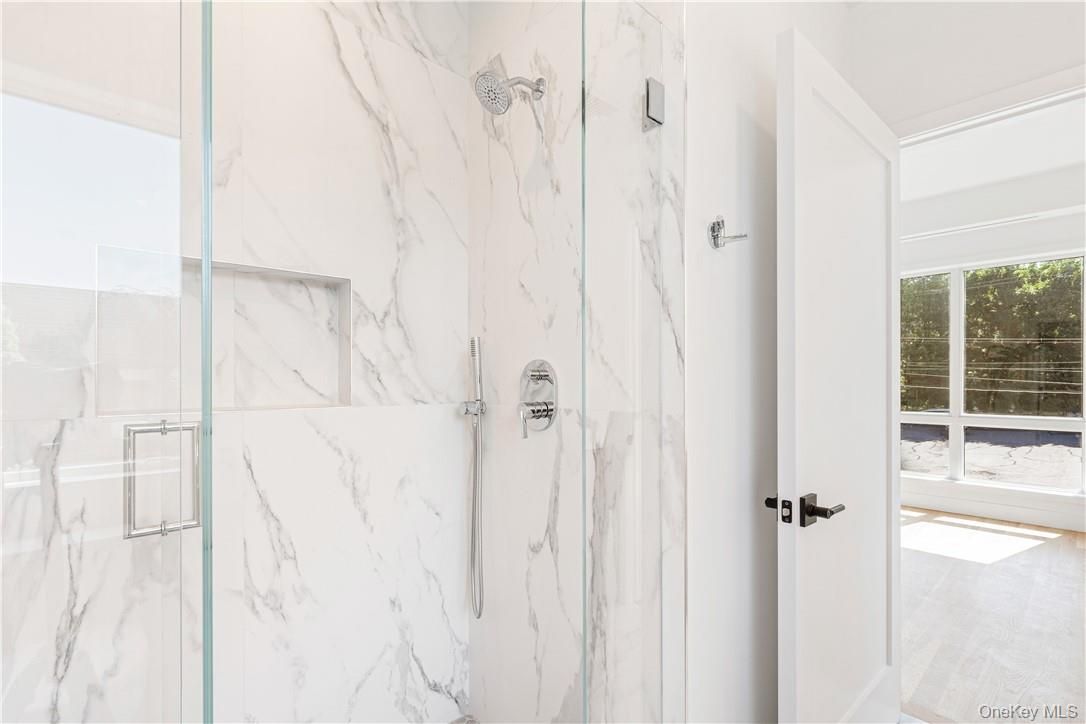 Bathroom, Glass Shower, Interior, Marble Walls