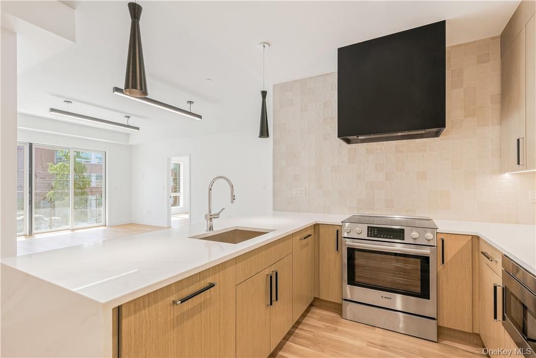 Interior, Kitchen, Pendant Lights, Stainless Steel Appliances, Wood Texture Flooring