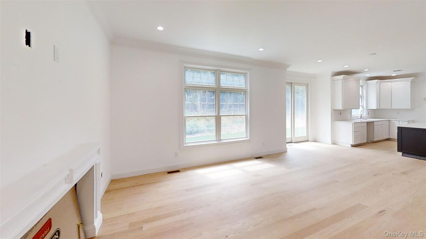 Empty room, Interior, Kitchen, Recessed Lighting, Wood Texture Flooring