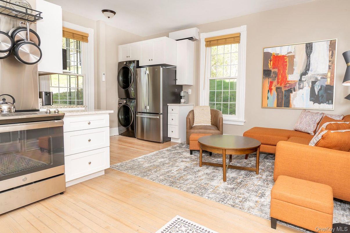 Interior, Kitchen, Stainless Steel Appliances, Washer, Wood Texture Flooring