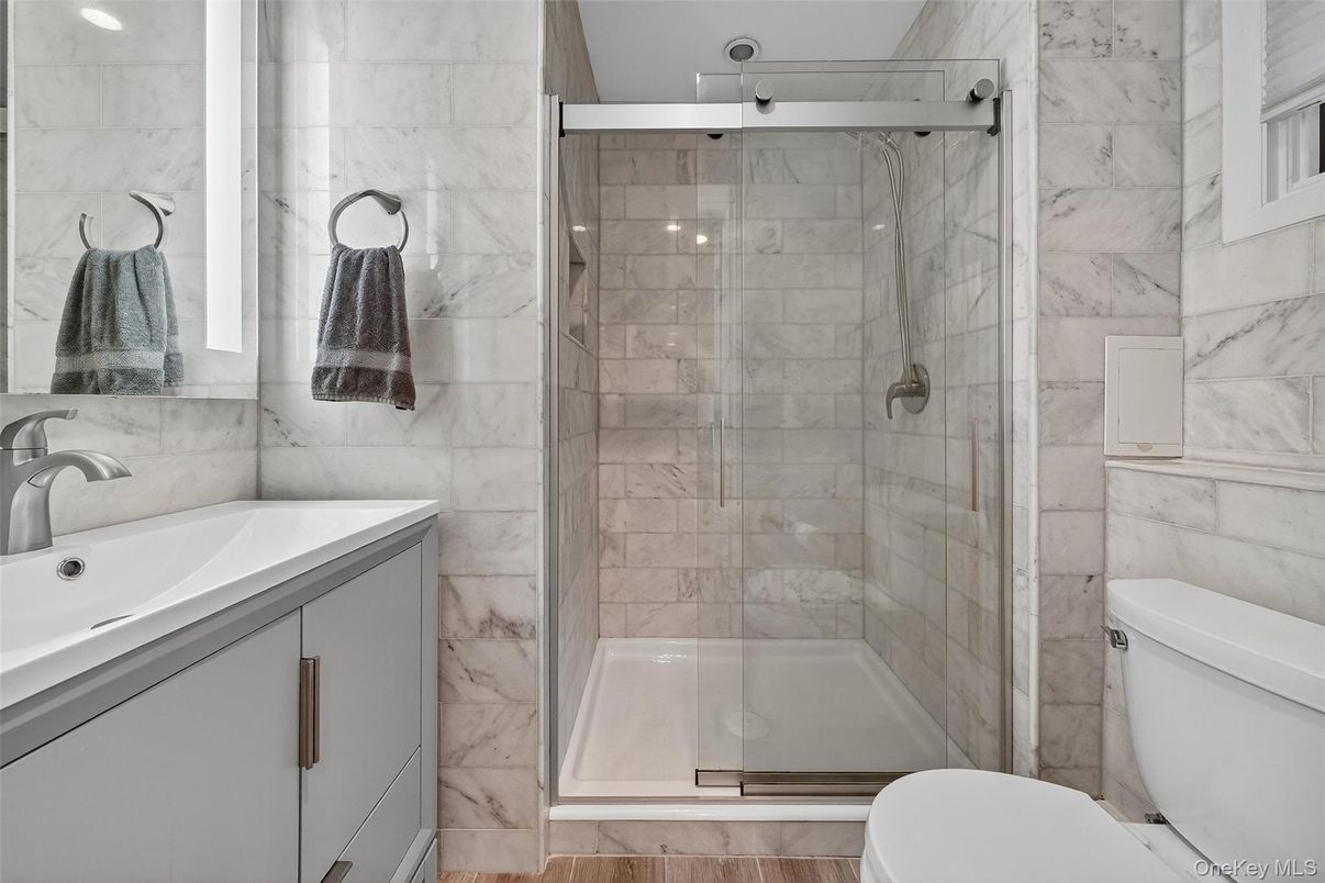 Bathroom, Glass Shower, Interior, Marble Walls