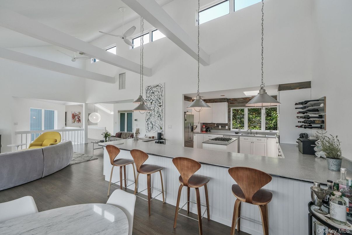 Interior, Kitchen, Pendant Lights, Stainless Steel Appliances, Wood Texture Flooring