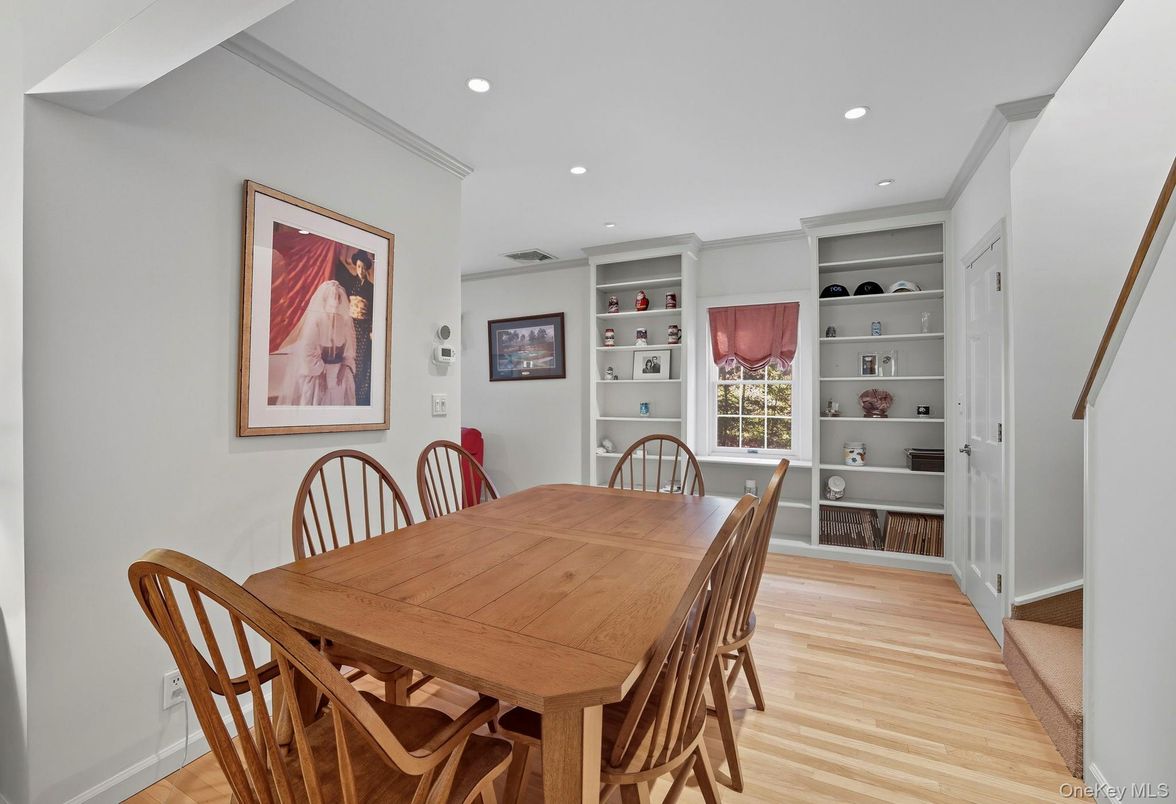 Dining room, Interior, Recessed Lighting, Wood Texture Flooring