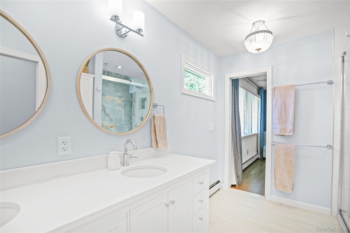 Bathroom, Dual Sink Vanities, Interior, Wood Texture Flooring