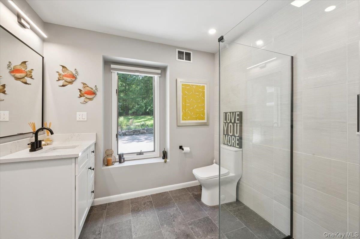 Bathroom, Glass Shower, Interior, Recessed Lighting