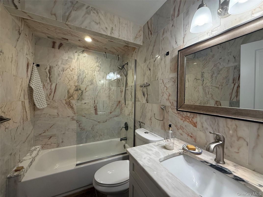 Bathroom, Glass Shower, Interior, Marble Walls
