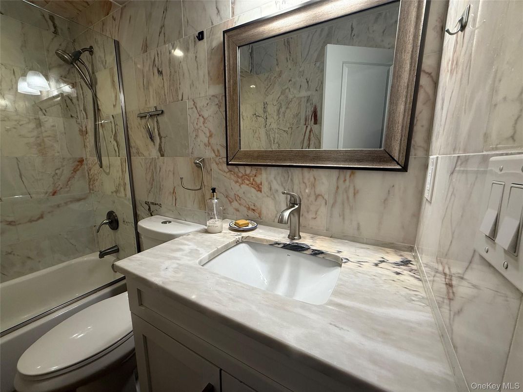 Bathroom, Glass Shower, Interior, Marble Walls