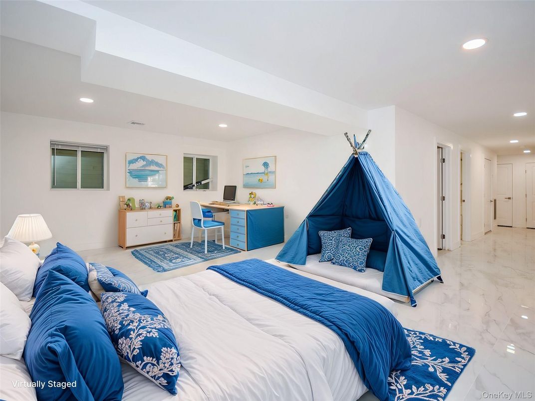 Bedroom, Home Office, Interior, Marble, Recessed Lighting