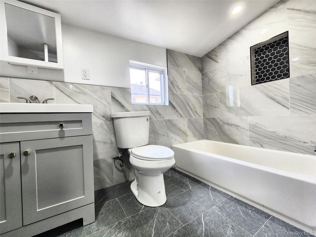 Bathroom, Interior, Marble Walls, Recessed Lighting