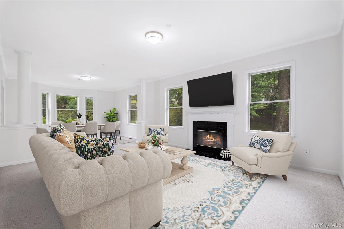 Dining room, Fireplace, Interior, Living room