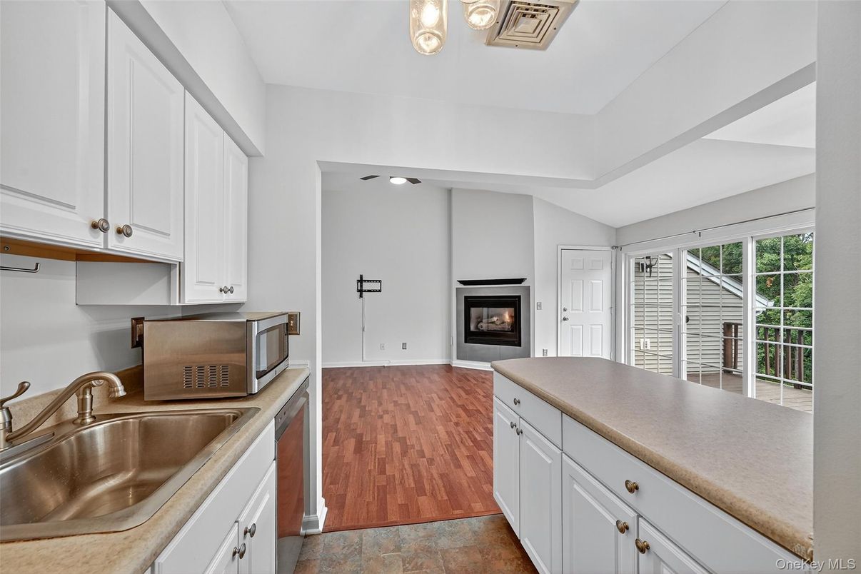Fireplace, Interior, Kitchen, Wood Texture Flooring
