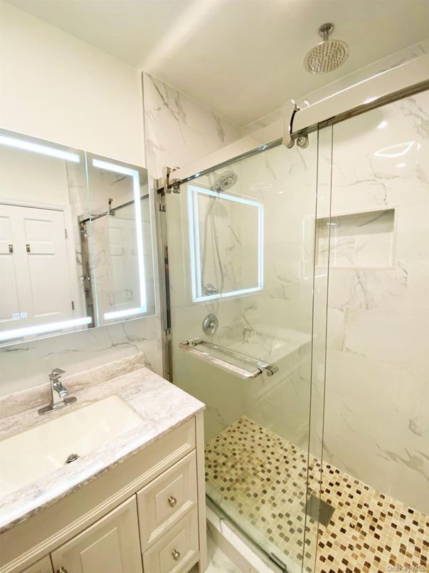 Bathroom, Glass Shower, Interior, Marble Walls