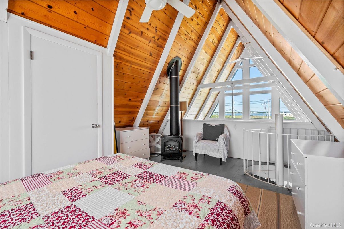 Bedroom, Fireplace, Interior, Wooden Ceilings, Wood Texture Flooring