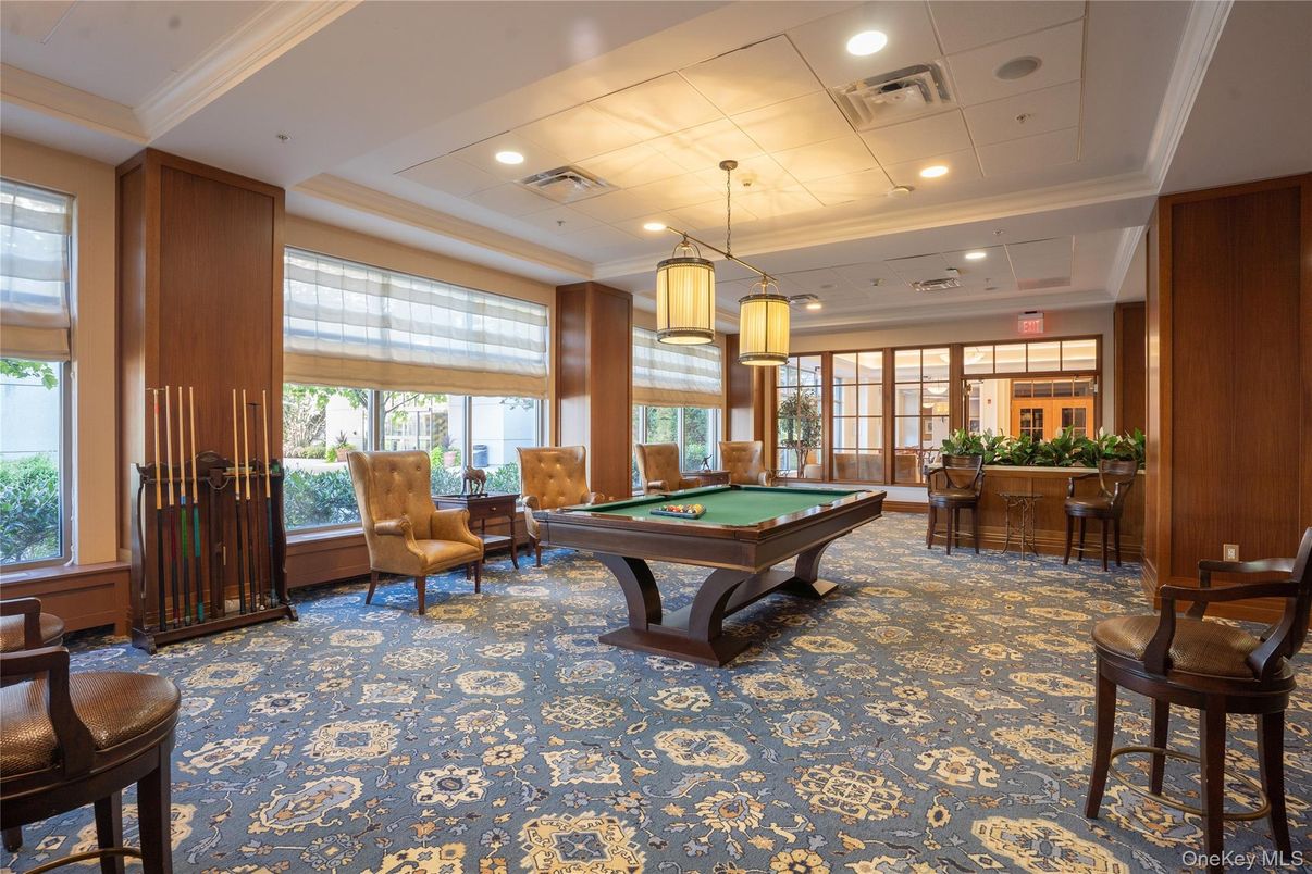 Billiard Table, Game Room, Interior, Pendant Lights, Recessed Lighting