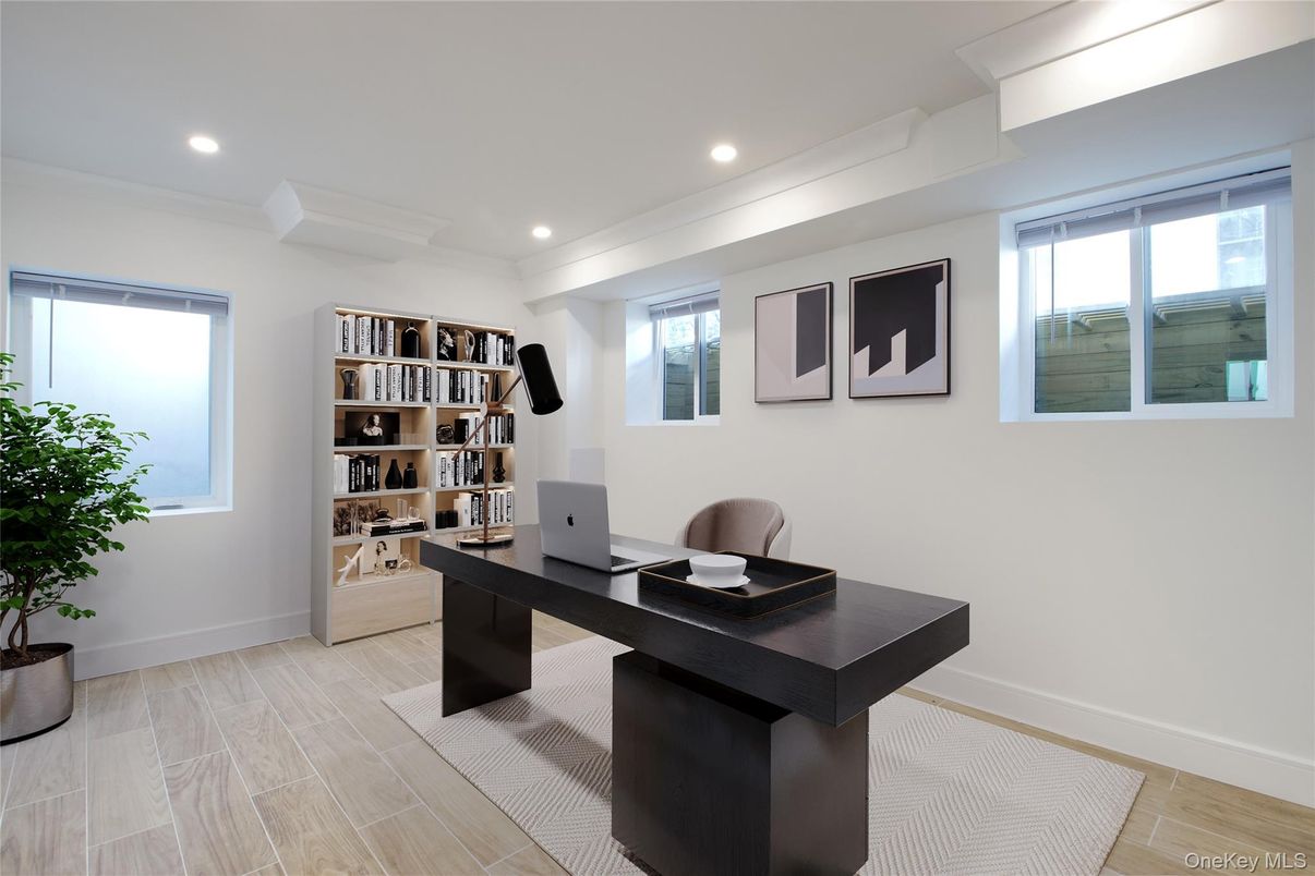 Home Office, Interior, Recessed Lighting, Wood Texture Flooring