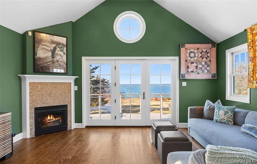 Fireplace, Interior, Living room, Water, Wood Texture Flooring