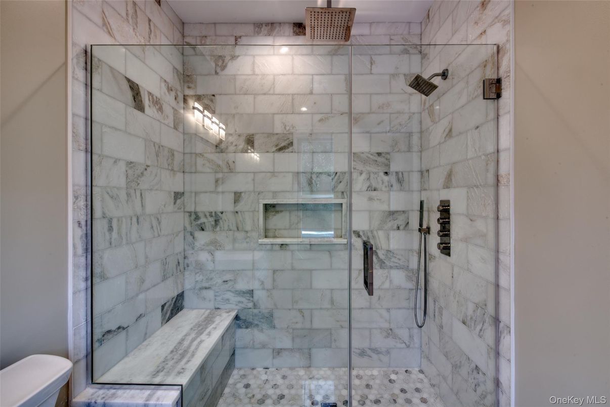 Bathroom, Glass Shower, Interior, Marble Walls