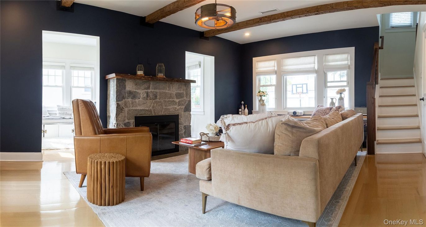 Fireplace, Interior, Living room, Recessed Lighting, Wooden Beams, Wood Texture Flooring