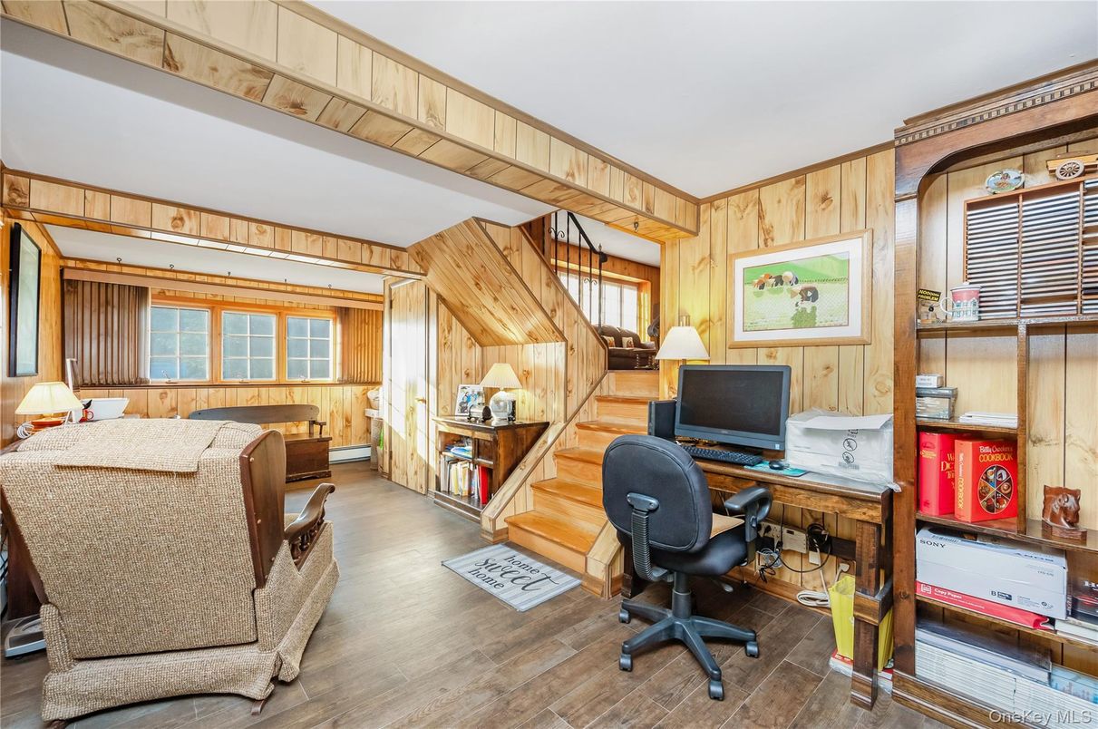 Home Office, Interior, Wood Texture Flooring, Wooden Walls