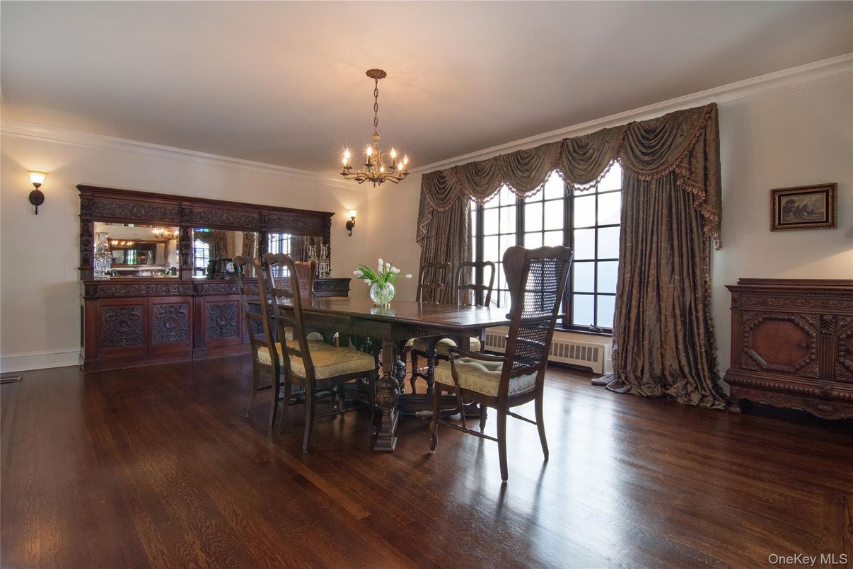 Chandelier, Dining room, Interior, Wood Texture Flooring