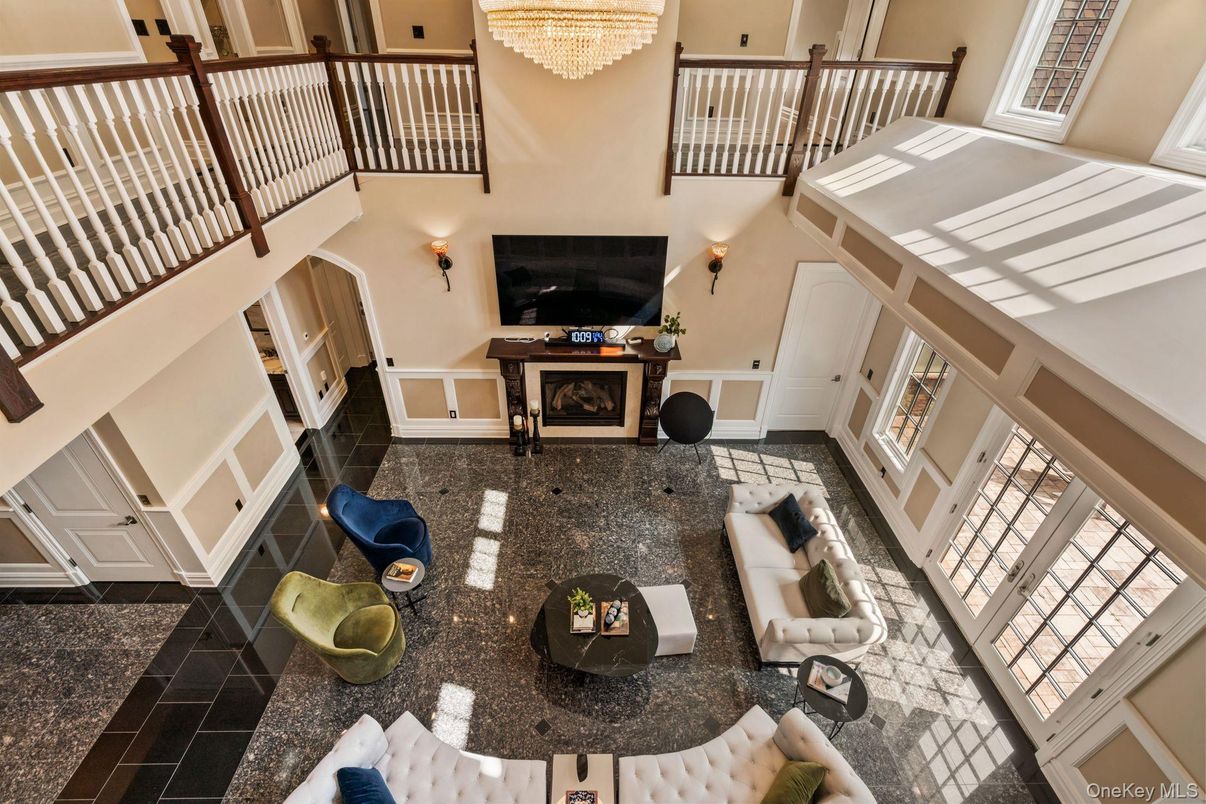 Chandelier, Dining room, Fireplace, Interior, Living room