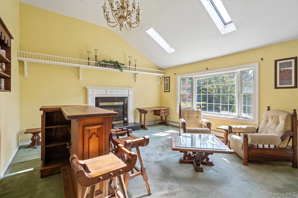 Chandelier, Fireplace, Interior, Living room