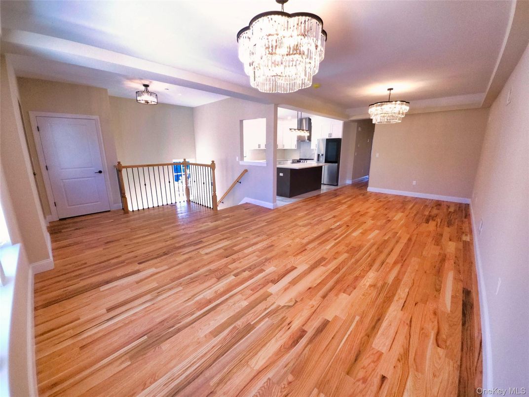 Chandelier, Empty room, Interior, Kitchen, Wood Texture Flooring