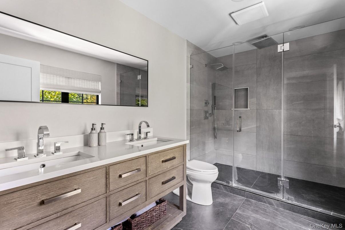 Bathroom, Dual Sink Vanities, Glass Shower, Interior