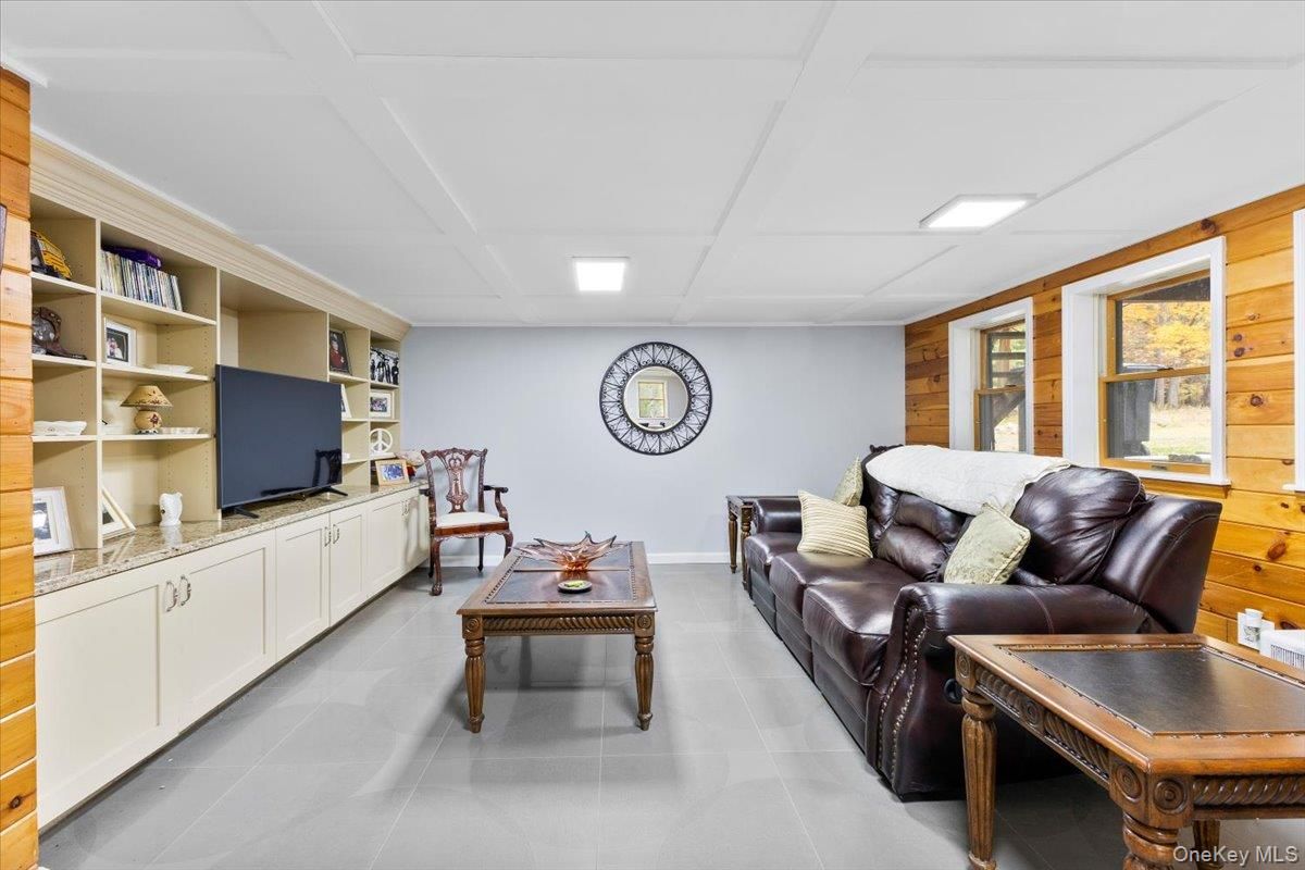 Interior, Living room, Recessed Lighting, Wooden Walls