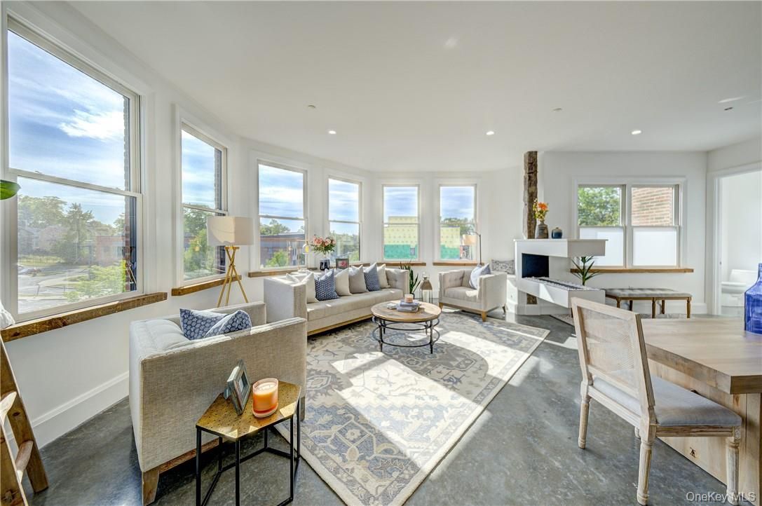 Dining room, Fireplace, Interior, Living room, Recessed Lighting, Water