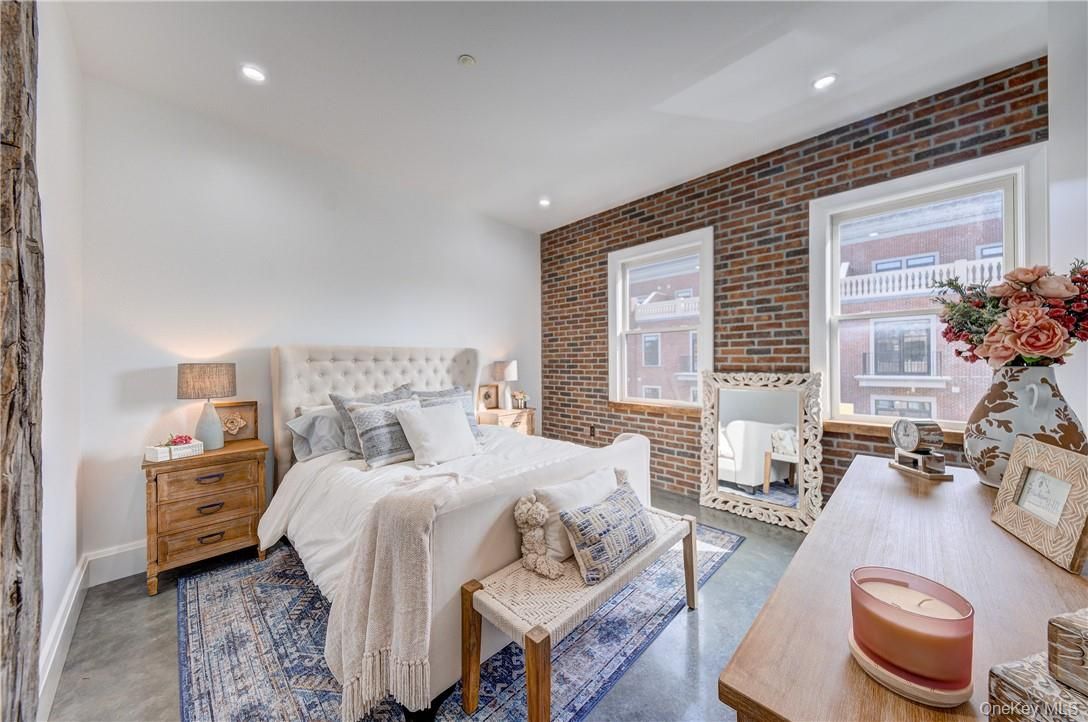 Bedroom, Interior, Recessed Lighting, Stone Walls