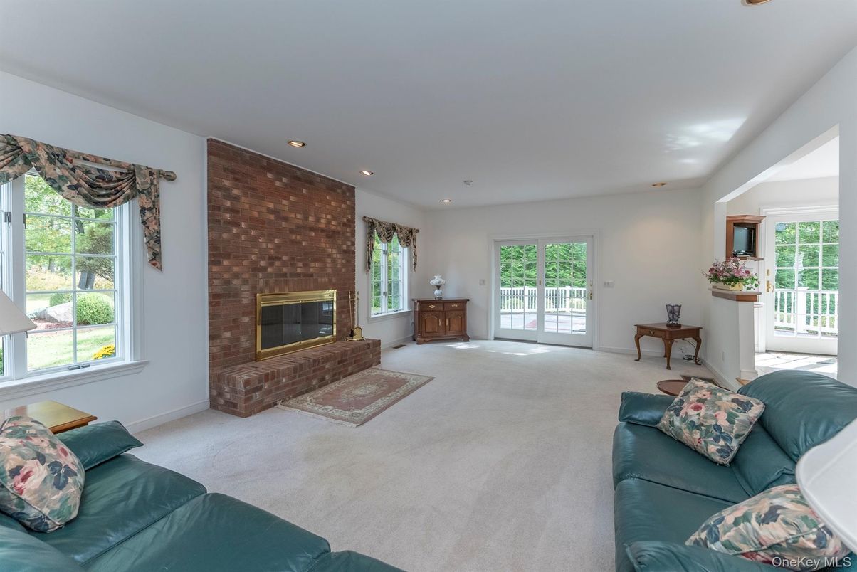 Fireplace, Interior, Living room, Recessed Lighting, Stone Walls