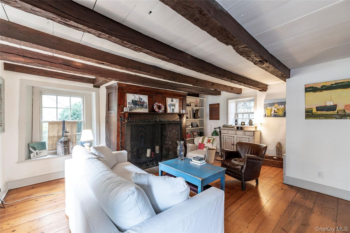 Fireplace, Interior, Living room, Wooden Beams, Wood Texture Flooring