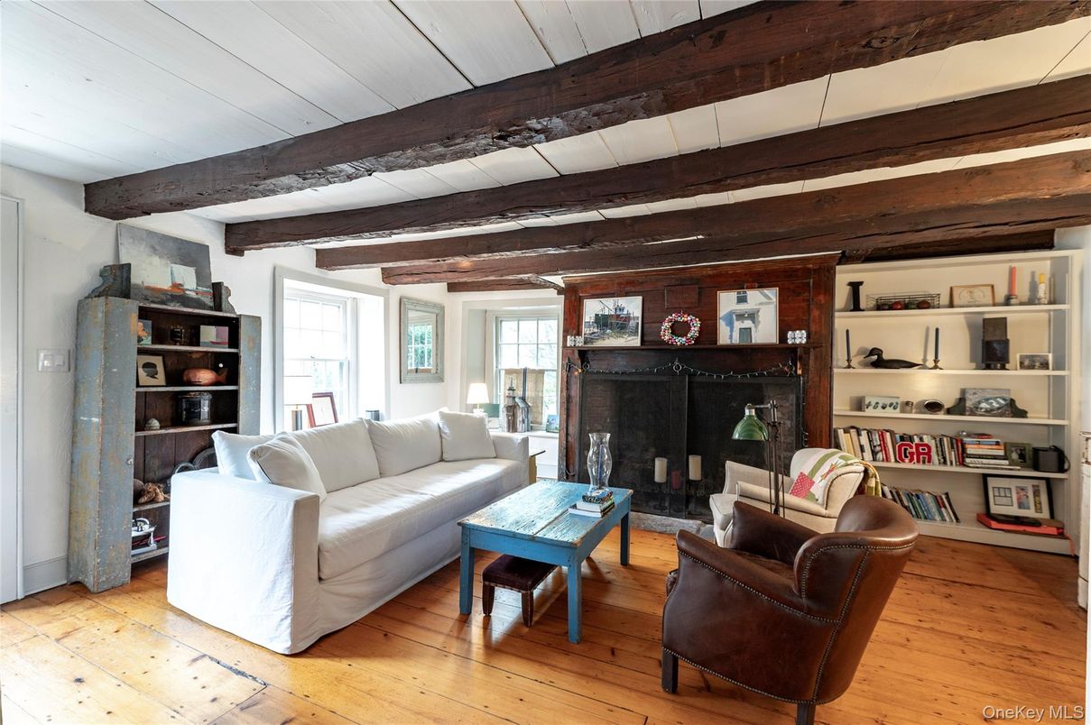 Fireplace, Interior, Living room, Wooden Beams, Wood Texture Flooring