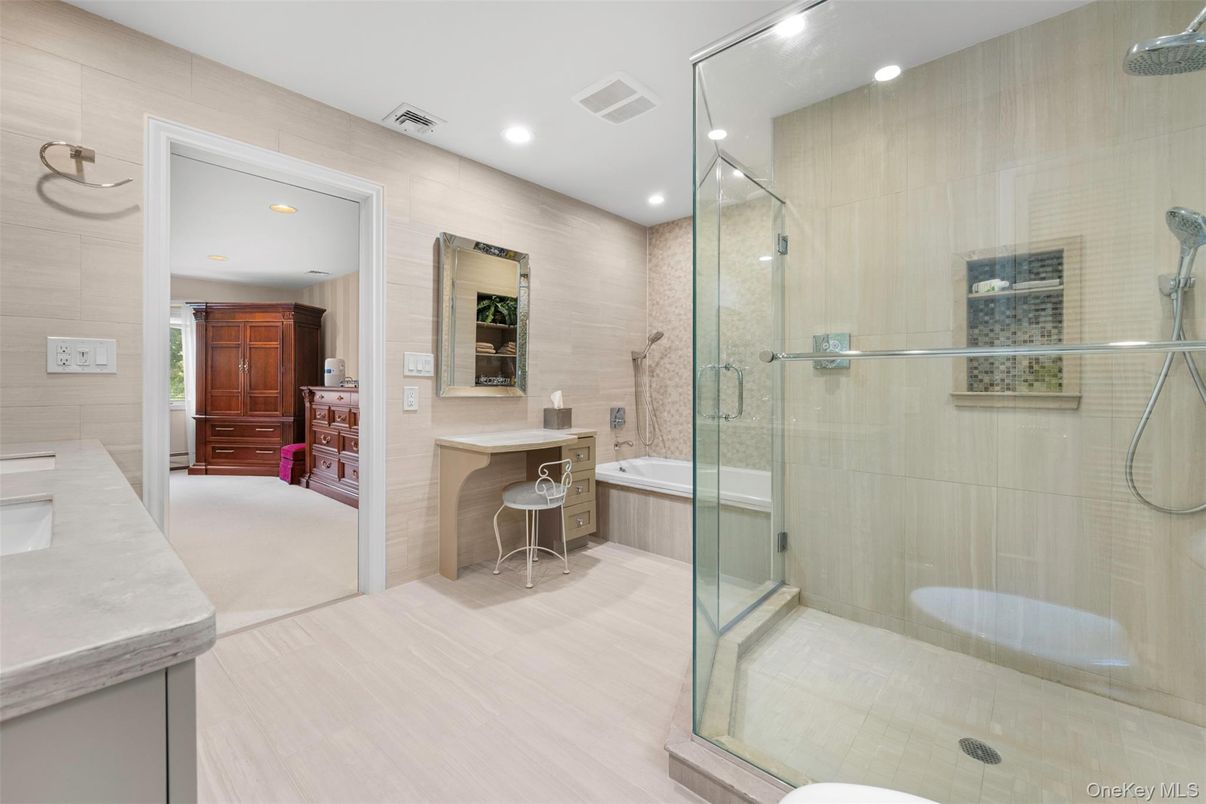 Bathroom, Glass Shower, Interior, Recessed Lighting
