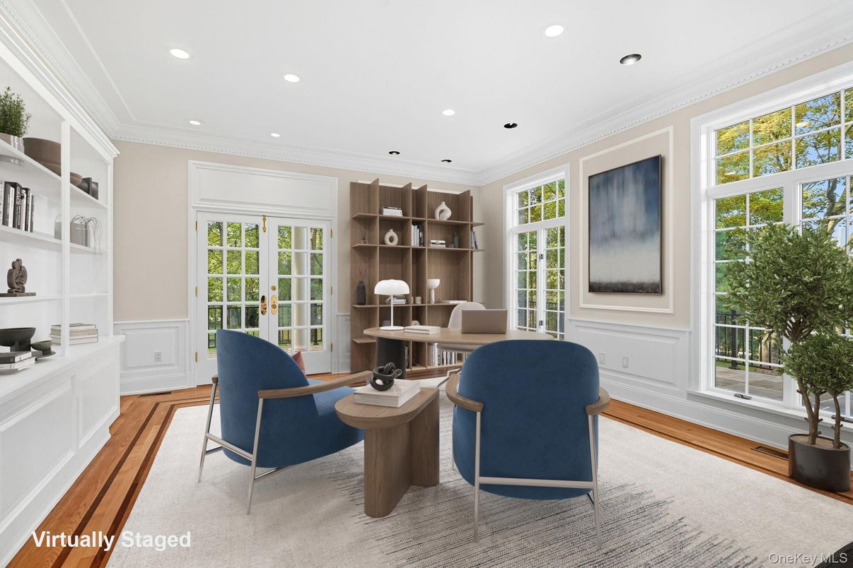 Home Office, Interior, Recessed Lighting, Wood Texture Flooring