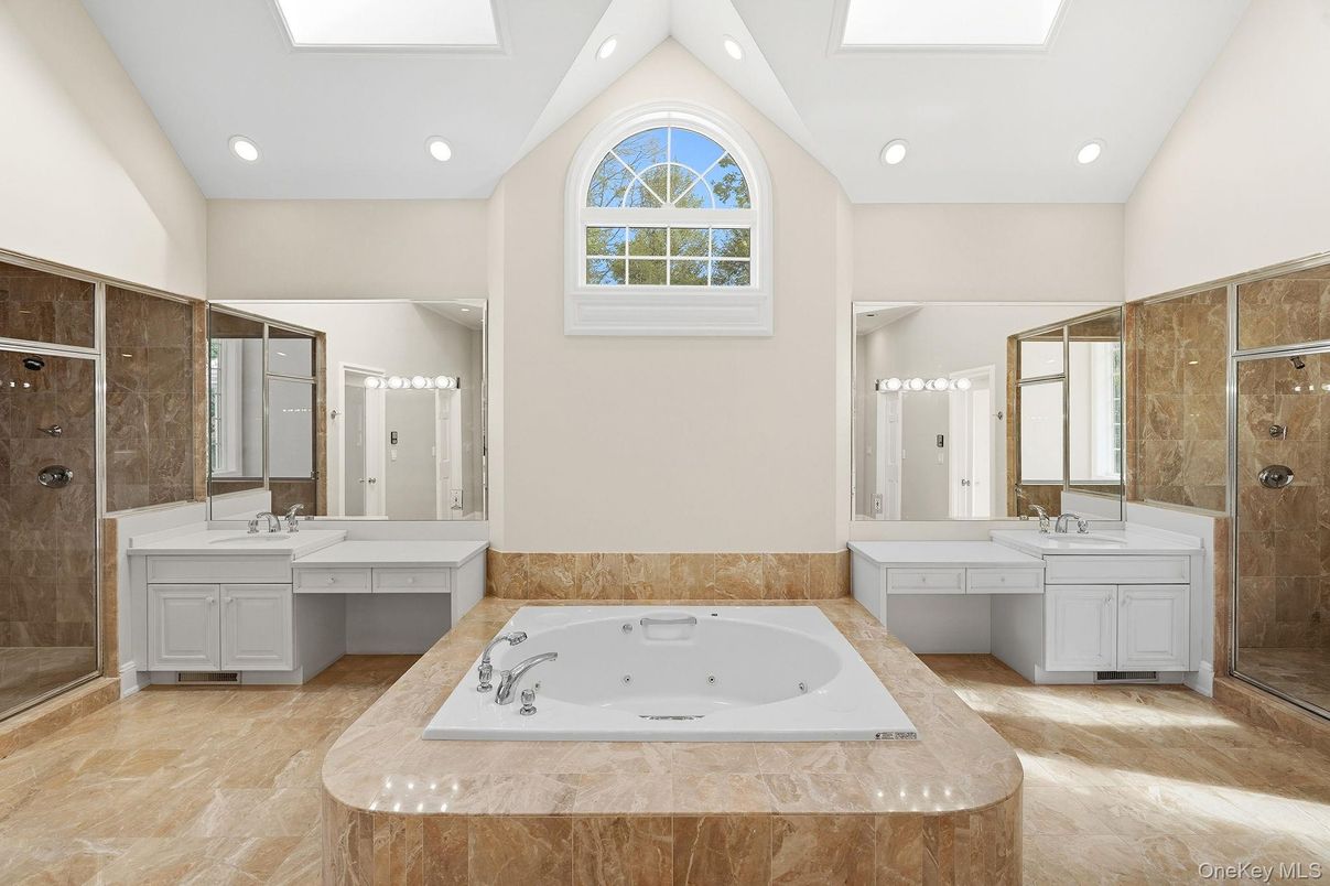 Bathroom, Dual Sink Vanities, Glass Shower, Interior, Recessed Lighting