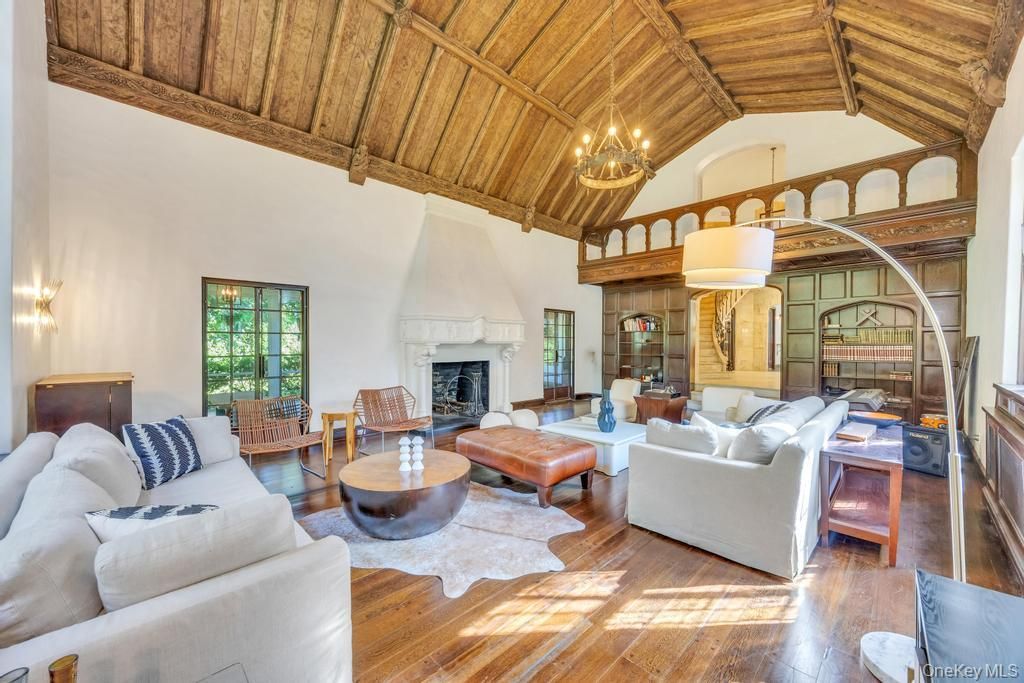 Chandelier, Fireplace, Interior, Living room, Wooden Beams, Wooden Ceilings, Wood Texture Flooring
