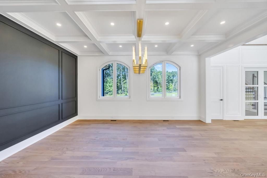 Empty room, Interior, Pendant Lights, Recessed Lighting, Wood Texture Flooring