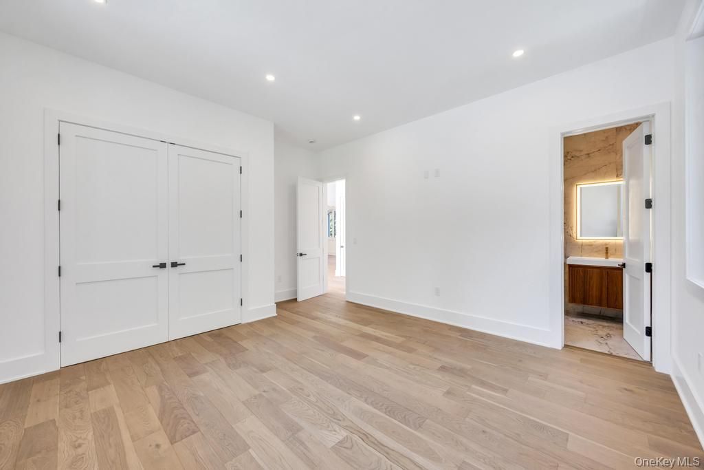 Bathroom, Empty room, Interior, Recessed Lighting, Wood Texture Flooring