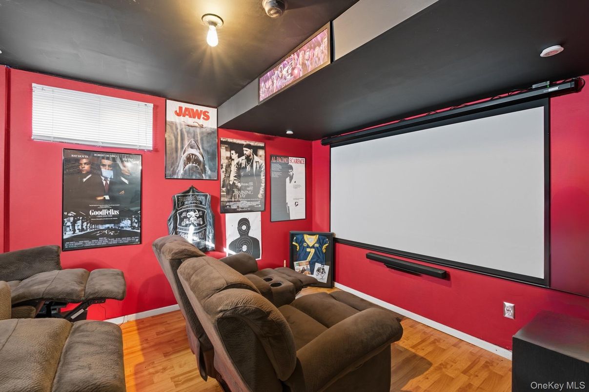 Interior, Projection Screen, Theatre Room, Wood Texture Flooring